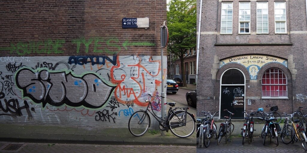 El viejo edificio de la escuela en Blankenstraat, Ámsterdam